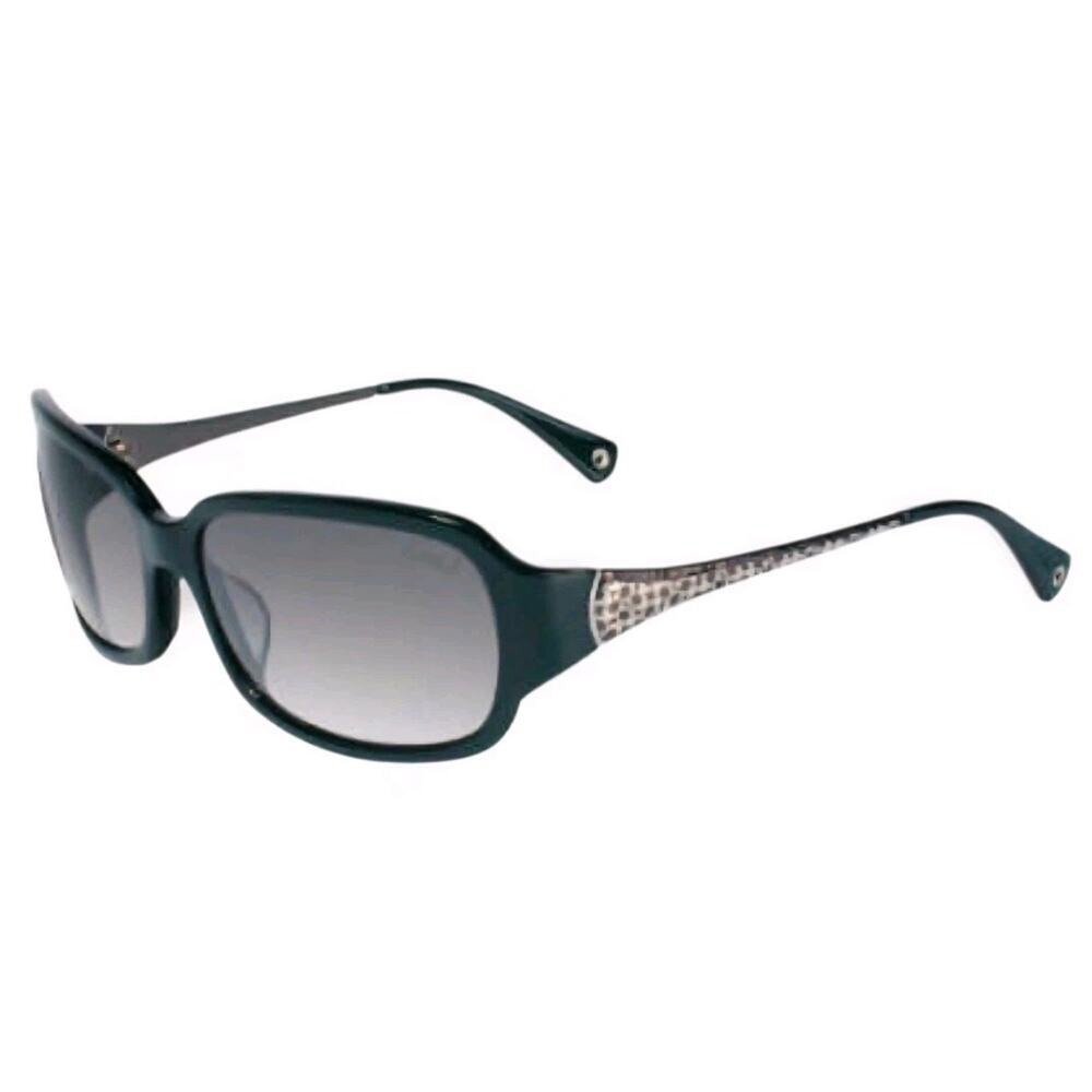 Coach S2004 Women's Designer Sunglasses Black With Silver Monogram Gradient 59mm